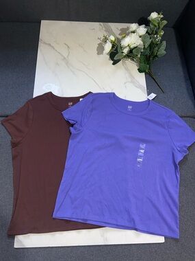 GAP Crew Neck Tee Pair - Purple & Brown Bundle Size XXL